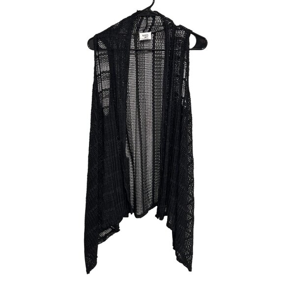 Mad Style Black Open Knit Vest Cardigan One Size Fits Most - Picture 1 of 8